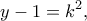 \displaystyle{y-1 =k^2,}