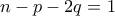 n-p-2q=1