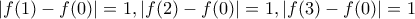 |f(1)-f(0)|=1,|f(2)-f(0)|=1,|f(3)-f(0)|=1