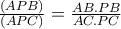 \frac{(APB)}{(APC)}=\frac{AB.PB}{AC.PC}