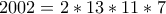 2002=2*13*11*7 2002=2*13*11*7