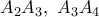 A_{2}A_{3},\ A_{3}A_{4}