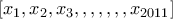 [x_1,x_2,x_3,,,,,,,x_{2011}]