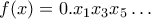 f(x) = 0.x_1x_3x_5\ldots