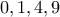0,1,4,9
