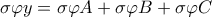 \displaystyle{\sigma \varphi y = \sigma \varphi A + \sigma \varphi B + \sigma \varphi C}