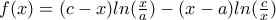 f(x)=(c-x)ln(\frac{x}{a})-(x-a)ln(\frac{c}{x})