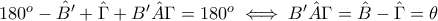 180^o-\hat{B'}+\hat{\Gamma}+B'\hat{A}\Gamma=180^o\iff B'\hat{A}\Gamma=\hat{B}-\hat{\Gamma}=\theta