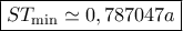 \boxed{S{T_{\min }} \simeq 0,787047a}