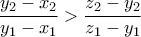 \displaystyle{\frac{y_2-x_2}{y_1 - x_1} > \frac{z_2 - y_2}{z_1 - y_1} }