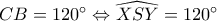 CB=120^{\circ}\Leftrightarrow\widehat{XSY}=120^{\circ}