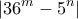 \displaystyle{|36^m -5^n|}