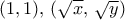 (1,1),\, (\sqrt x,\, \sqrt y)