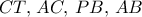 CT, \, AC, \, PB, \, AB