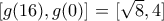 [g(16),g(0)] = [\sqrt{8},4]