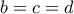 b = c = d