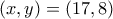 (x,y)=(17,8)