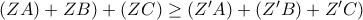 (ZA)+ZB)+(ZC)\geq (Z'A)+(Z'B)+Z'C)