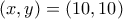 \left( {x,y} \right) = \left( {10,10} \right)