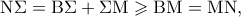 {\rm N}\Sigma  = {\rm B}\Sigma  + \Sigma {\rm M} \geqslant {\rm B}{\rm M} = {\rm M}{\rm N},