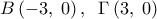 \displaystyle   B\left( { - 3,\;0} \right),\;\;{\rm{\Gamma }}\left( {3,\;0} \right)