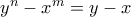 y^{n}-x^{m}=y-x