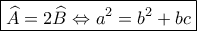 \boxed{\widehat A = 2\widehat B \Leftrightarrow {a^2} = {b^2} + bc}