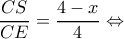 \displaystyle \frac{{CS}}{{CE}} = \frac{{4 - x}}{4} \Leftrightarrow 