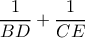 \displaystyle \frac{1}{{BD}} + \frac{1}{{CE}}