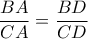 \dfrac {BA}{CA} = \dfrac {BD}{CD}