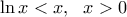 \ln x<x,\,\,\,\,x>0