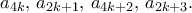 a_{4k}, \, a_{2k+1}, \, a_{4k+2}, \, a_{2k+3}. a_{4k}, \, a_{2k+1}, \, a_{4k+2}, \, a_{2k+3}.