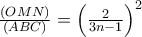 \frac{\left( OMN\right)}{\left(ABC \right)}=\left( \frac{2}{3n-1}\right)^{2}