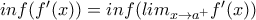 inf(f'(x))=inf(lim_{x\rightarrow a^{+}}f'(x))