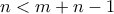 n < m+n-1
