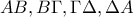 \displaystyle{AB,B\Gamma ,\Gamma \Delta ,\Delta A}