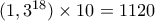 (1,3^{18}) \times 10=1120