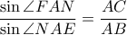 \dfrac{\sin \angle FAN}{\sin \angle NAE}=\dfrac{AC}{AB}