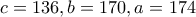 c=136, b=170, a=174