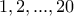 {1,2,...,20} {1,2,...,20}