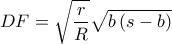 \displaystyle DF=\sqrt{\frac{r}{R}}\sqrt{b\left ( s-b \right )}