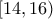 \displaystyle{[14,16)}