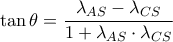 \tan\theta=\dfrac{\lambda_{AS}-\lambda_{CS}}{1+\lambda_{AS}\cdot\lambda_{CS}}