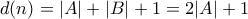 d(n)= |A|+|B|+1 = 2|A| +1