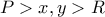 P>x, y>R