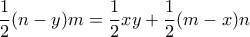 \dfrac {1}{2}(n-y)m= \dfrac {1}{2}xy+ \dfrac {1}{2}(m-x)n