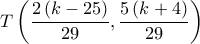 T\left( {\dfrac{{2\left( {k - 25} \right)}}{{29}},\dfrac{{5\left( {k + 4} \right)}}{{29}}} \right)