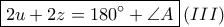 \boxed{2u+2z=180^\circ+\angle A}\left ( III \right )