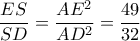 \dfrac{ES}{SD}=\dfrac{AE^2}{AD^2}=\dfrac{49}{32}