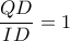 \displaystyle{\frac{{QD}}{{ID}} = 1}